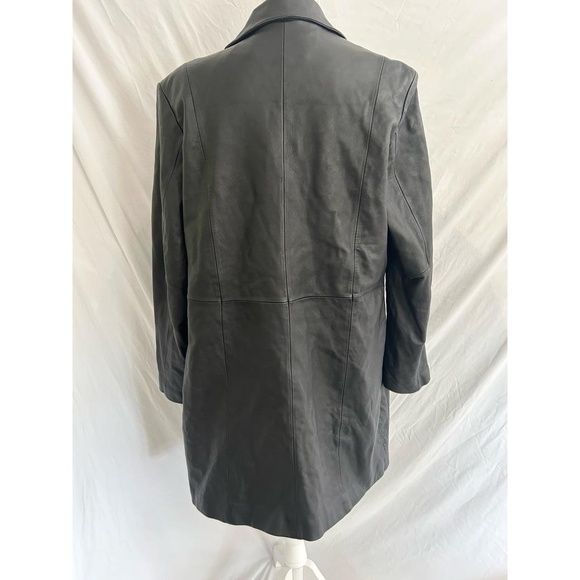 Carol Evans Jacket Womens Size Large Black Mid Length Genuine Leather Trendy - Picture 3 of 6